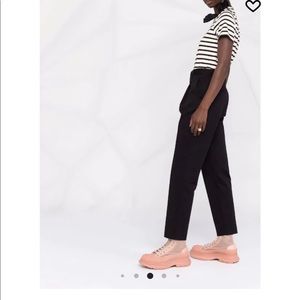 Red Valentino Black Hi-waist side zip and crop ankle zip pants